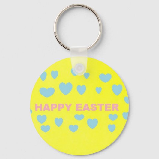 Porte-clés Joyeux coeur bleu clair de Pâques (Recto)