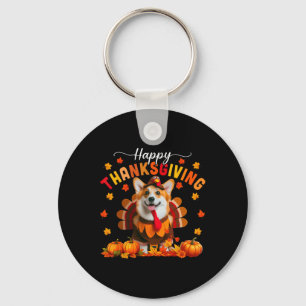 Porte-clés Joyeux Corgi de Thanksgiving Cosplay Automne Dinde