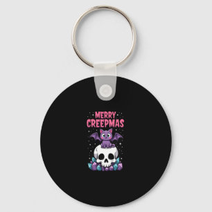 Porte-clés Joyeux Creepmas Chat Pastel Goth Noël Crâne T-S