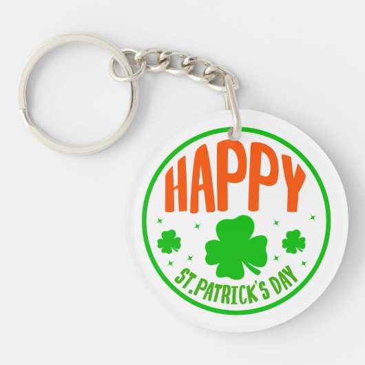 Porte-clés Joyeux design circulaire de la Saint-Patrick (Devant)