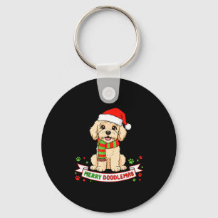 Porte-clés Joyeux Doodlemas Goldendoodle Noël Doodle Chien