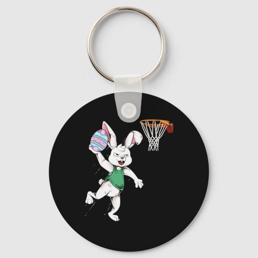 Porte-clés Joyeux enfants de Pâques garçons Bunny Dunk Basket (Recto)