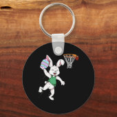 Porte-clés Joyeux enfants de Pâques garçons Bunny Dunk Basket (Recto)