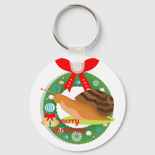 Porte-clés joyeux escargot de noël (Recto)