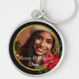 Porte-clés Joyeux et brillant Noël Black Gold Photo