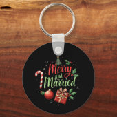 Porte-clés Joyeux et mariés célébrant votre premier Noël (Recto)