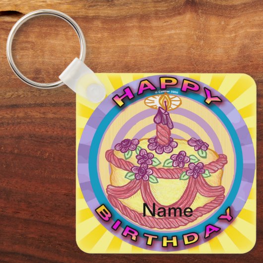 Porte-clés Joyeux gâteau d'anniversaire porte - clés d'annive (Recto)