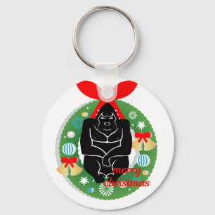 Porte-clés joyeux gorille de noël