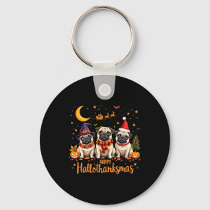 Porte-clés Joyeux Hallothanksmas Carlin Chiens Halloween Than