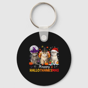 Porte-clés Joyeux Hallothanksmas Chats Halloween Thanksgiving