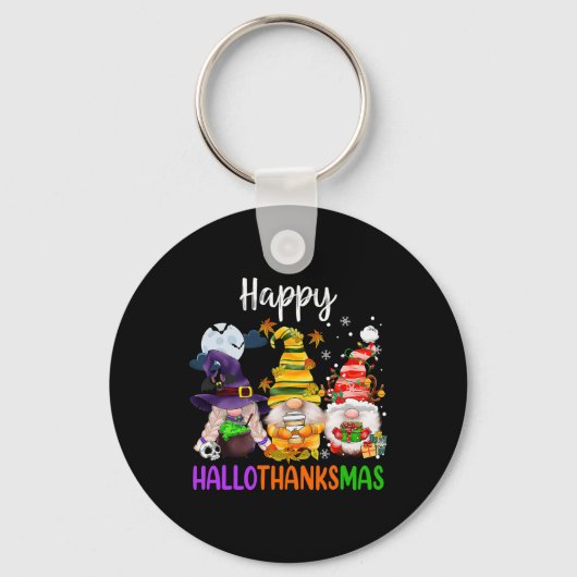 Porte-clés Joyeux Hallothanksmas Gnomes Halloween Thanksgivin (Recto)