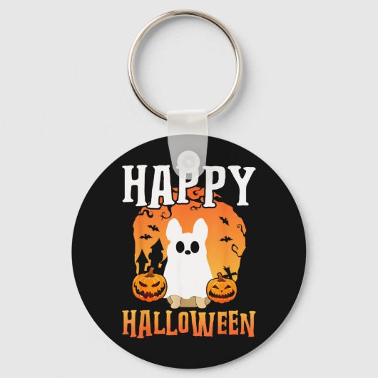 Porte-clés Joyeux Halloween Chien Fantôme (Recto)