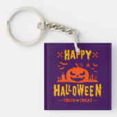 Porte-clés Joyeux Halloween, coup ou traitement (Devant)