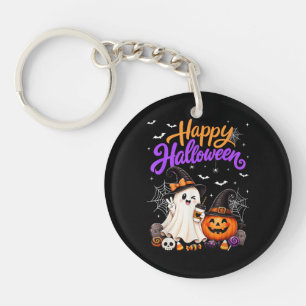 Porte-clés Joyeux Halloween Gentil Fantôme Citrouille Effraya