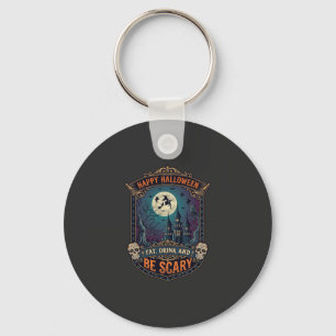 Porte-clés Joyeux Halloween Sorcière Château Crânes Gras Boir