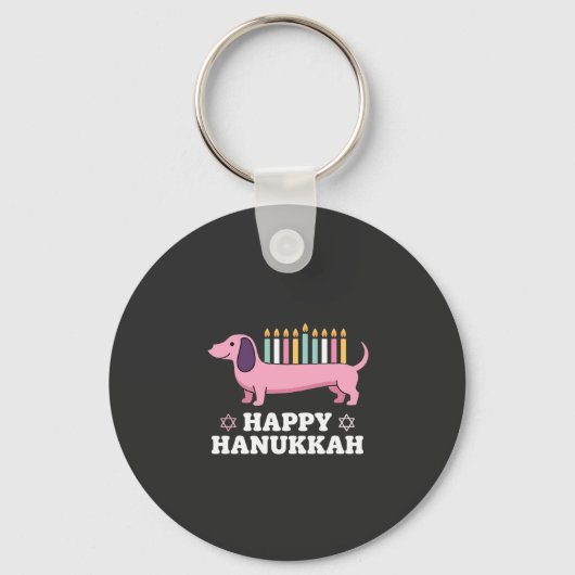 Porte-clés Joyeux Hanukkah chien teckel (Recto)