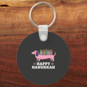 Porte-clés Joyeux Hanukkah chien teckel (Recto)