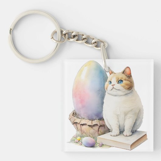 Porte-clés Joyeux Jour de Pâques, Chat de Pâques (Devant)