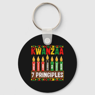 Porte-clés Joyeux Kwanzaa Kinara Sept Principes Bougies Pan