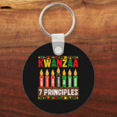 Porte-clés Joyeux Kwanzaa Kinara Sept Principes Bougies Pan (Recto)