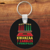 Porte-clés Joyeux Kwanzaa Kinara Sept Principes Bougies Pan (Recto)