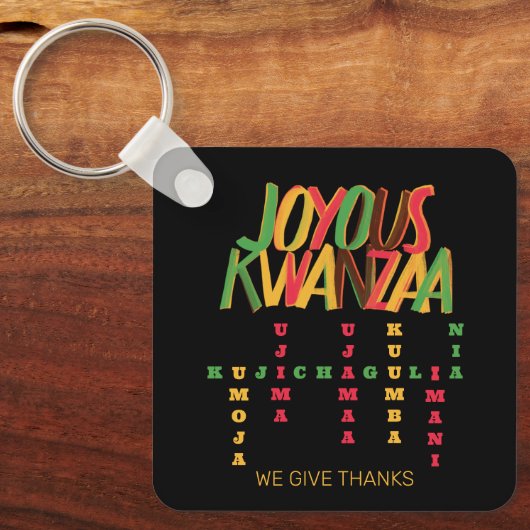Porte-clés Joyeux KWANZAA Principes mot-clé (Recto)