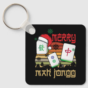 Porte-clés Joyeux Mah Jongg Snowy Christmas Amusant juif chin