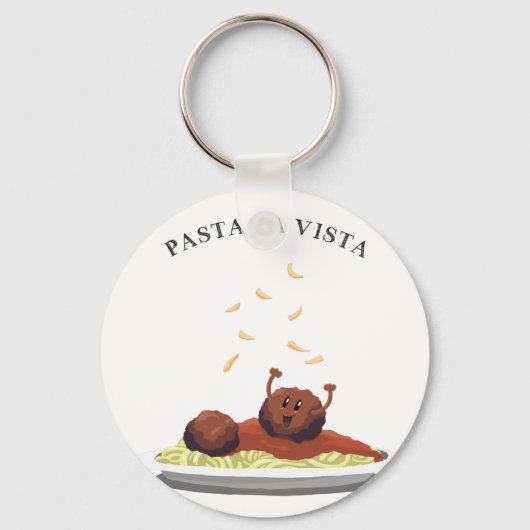 Porte-clés Joyeux Meatball "Pasta La Vista !" (Recto)