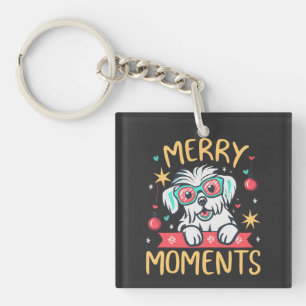Porte-clés Joyeux moments avec un chien maltais Festive de No