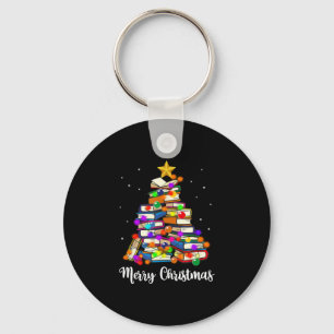 Porte-clés Joyeux Noël Arbre de lecture Livres Lover Biblioth