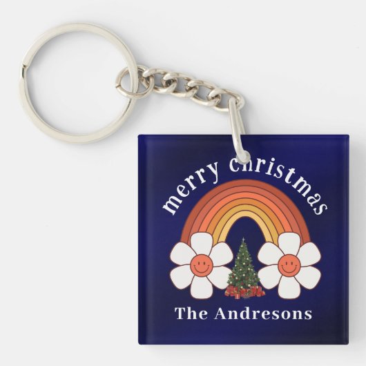 Porte-clés Joyeux Noël arc-en-ciel Personnalisé (Devant)