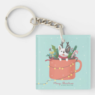 Porte-clés Joyeux Noël : Art de l'illustration de chien