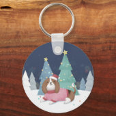 Porte-clés Joyeux Noël : Art d'Illustration Beagle (Verso)
