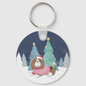 Porte-clés Joyeux Noël : Art d'Illustration Beagle (Verso)
