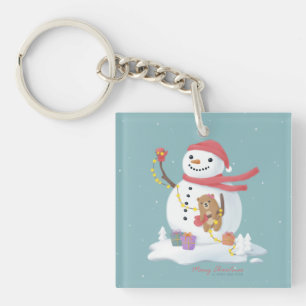 Porte-clés Joyeux Noël : Art d'illustration de bonhomme de ne