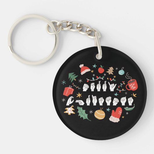 Porte-clés Joyeux Noël - ASL American Sign Language III (Devant)