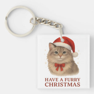 Porte-clés Joyeux Noël avec un adorable chaton sibérien en co