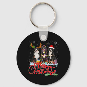 Porte-clés Joyeux Noël Bernese Mountain Père Noël Reindeer Li