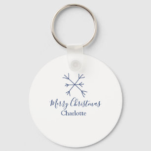 Porte-clés Joyeux Noël bleu flocons ajouter nom fêtes