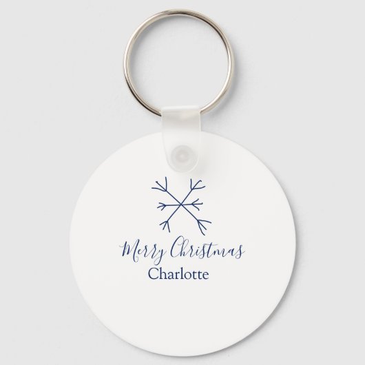 Porte-clés Joyeux Noël bleu flocons ajouter nom fêtes (Recto)