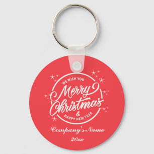 Porte-clés Joyeux Noël & Bonne Année, Typographie Blanche