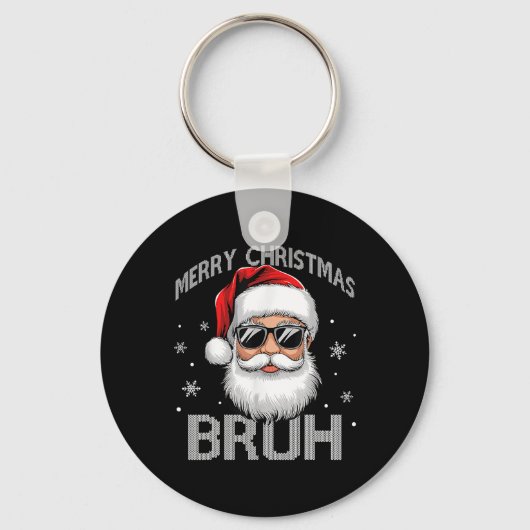 Porte-clés Joyeux Noël Bruh Funny Père Noël Retro Hommes W (Recto)