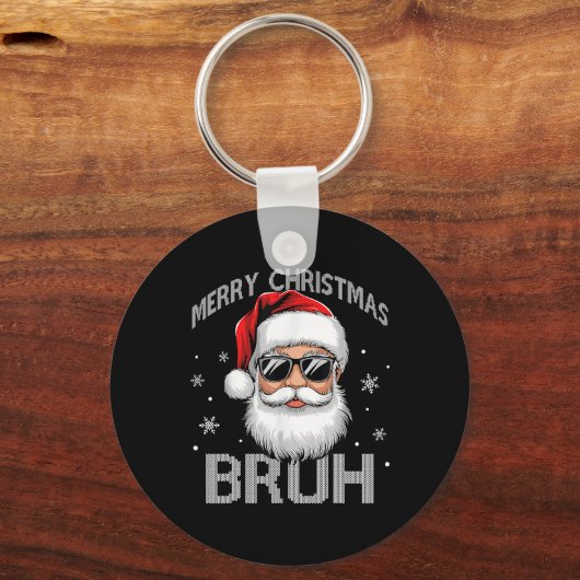 Porte-clés Joyeux Noël Bruh Funny Père Noël Retro Hommes W (Recto)