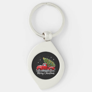 Porte-clés Joyeux Noël Camion Rouge Sapin Hommes Femmes