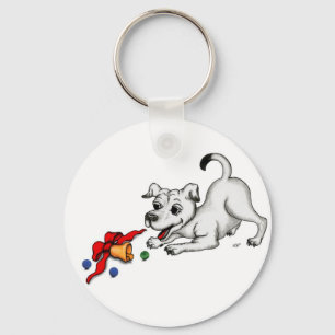 Porte-clés Joyeux Noël ! Chiot avec Bell et Ball