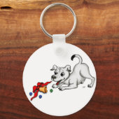 Porte-clés Joyeux Noël ! Chiot avec Bell et Ball (Recto)