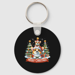 Porte-clés Joyeux Noël Corgi Corgi Chien Correspondance Noël