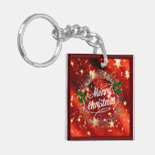 Porte-clés Joyeux Noël, design rouge de vacances (Devant gauche)