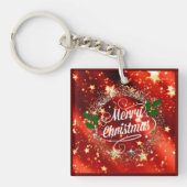 Porte-clés Joyeux Noël, design rouge de vacances (Devant)