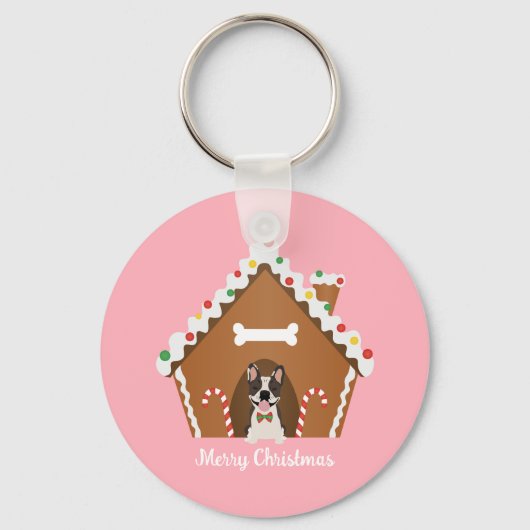 Porte-clés Joyeux Noël Gingerbread Maison de chien (Recto)